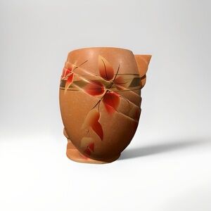Vintage Pottery Vase.  Floral Art Deco.
